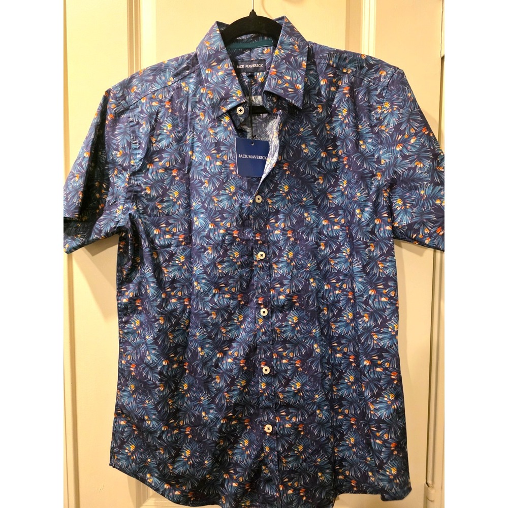Jack Maverick Men's Short-Sleeve Floral Button Down Shirt, SZ M NWT